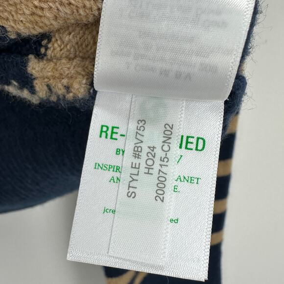 J.Crew Chunky Crewneck Sweater Supersoft Yarn Cropped Oversized Navy XS NWT - Picture 11 of 12